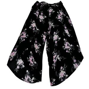 American Rag Floral Wrap Palazzo Pants Black Pink Rayon Size Large
